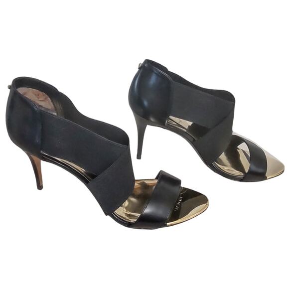 TED BAKER Black Skinny Stiletto Heels US Size 8.5 Elasticized Straps EU Size 39 - Picture 5 of 14